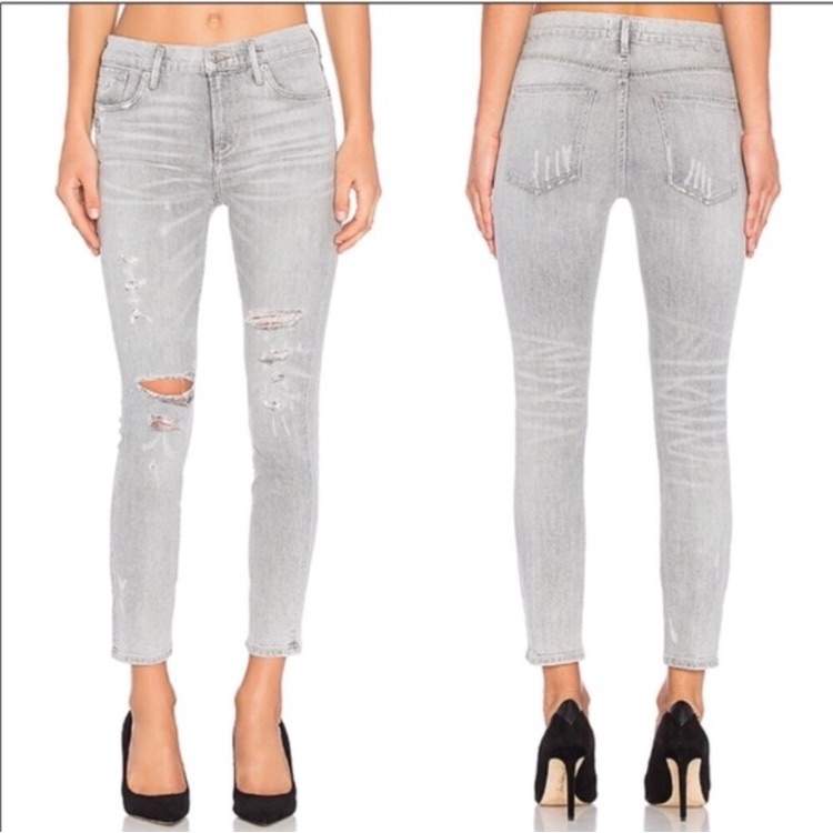 Agolde | Feel Good Gray Organic Cotton Stretch Distressed Skinny Ankle Jeans 26